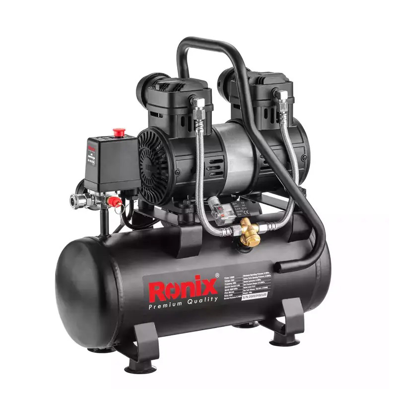 کمپرسور باد رونیکس 10 لیتری 1.7 اسب دو سیلندر سایلنت مدل RC-1012