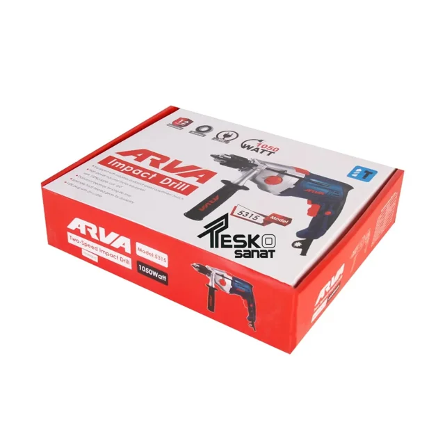 دریل چکشی آروا 1050 وات 13 میلیمتری سه نظام آچاری گیربکسی مدل 5315 - 10818 - 05
