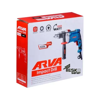 دریل چکشی آروا 1050 وات 13 میلیمتری سه نظام آچاری مدل 5336 - 10819 - 05