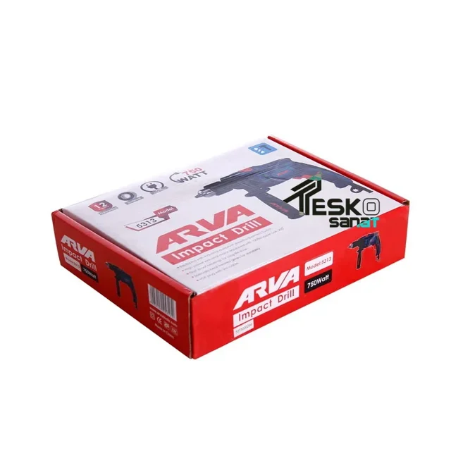 دریل چکشی آروا 750 وات 13 میلیمتری سه نظام آچاری مدل 5313 - 10822 - 05