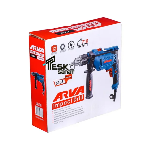 دریل چکشی آروا 710 وات 13 میلیمتری سه نظام آچاری مدل 5333 - 10823 - 05