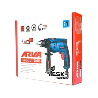 دریل چکشی آروا 750 وات 13 میلیمتری سه نظام آچاری مدل 5328 - 10827 - 05