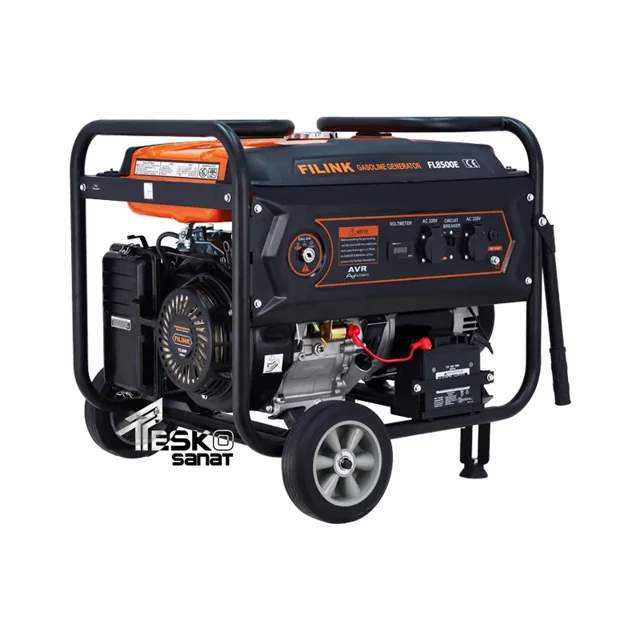 موتور برق بنزینی فیلینک 6.5 کیلووات استارتی چرخدار مدل FL8500E - 12171 - 01