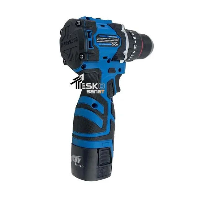 دریل شارژی ویوارکس 16.8 ولت چکشی براشلس دو باتری مدل VR1682H-BL - 12231 - 03