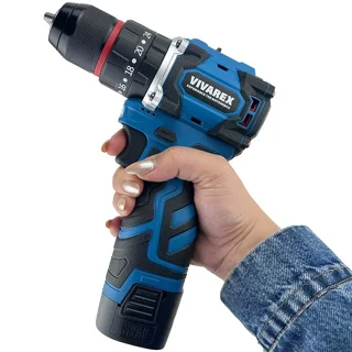 دریل شارژی ویوارکس 16.8 ولت چکشی براشلس دو باتری مدل VR1682H-BL - 12231 - 04