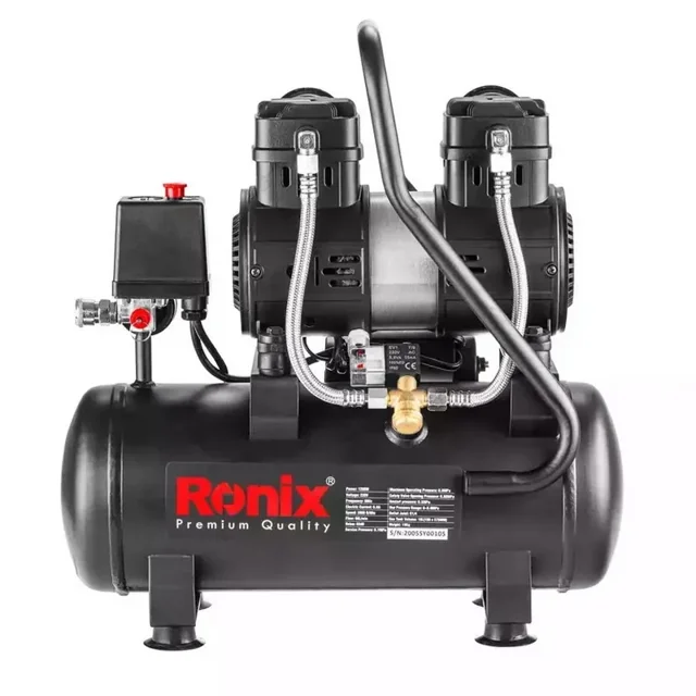 کمپرسور باد رونیکس 10 لیتری 1.7 اسب دو سیلندر سایلنت مدل RC-1012 - 12370 - 03