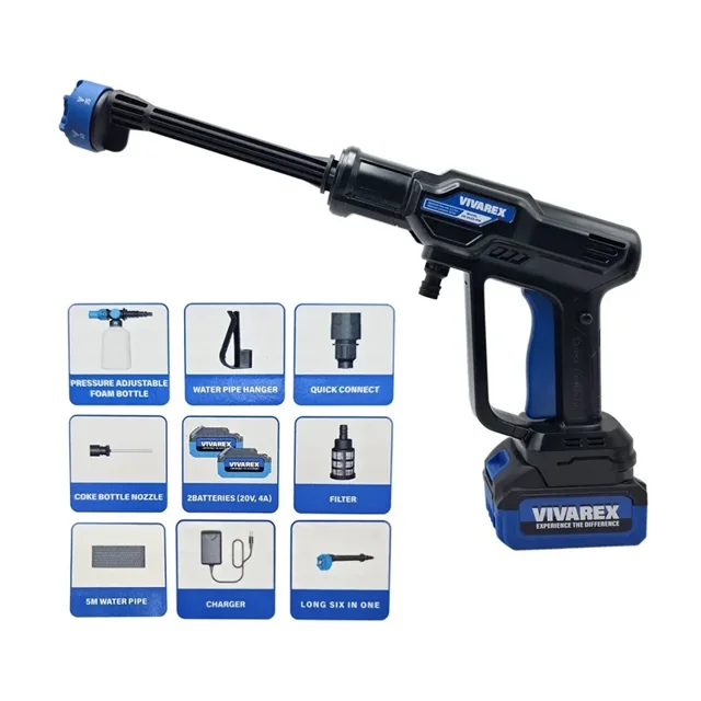 کارواش شارژی ویوارکس 25 بار 20 ولت براشلس دو باتری مدل VR2025-PW - 12639 - 04
